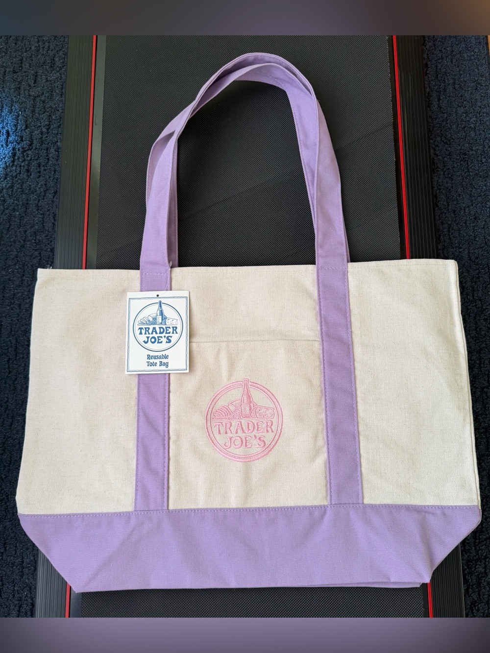 Brand New Trader Joe's Lavender Large Canvas Tote Bag With Tag